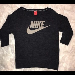 Nike Black Heather Crew Sweatshirt | Half Sleeves